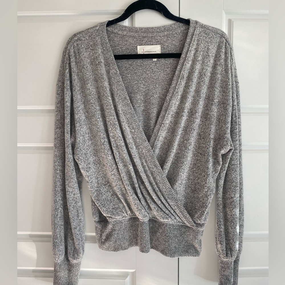 Anthropologie gray wrap sweater. Size M